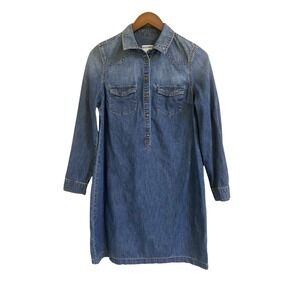 Old Navy Women's Size S Blue Denim Shirt Dress Long Sleeve, Snap‎ Button Front